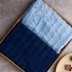 Mush Bamboo Hand Towels 600 Gsm | 100% Bamboo Gym Towel For Men & Women Workout Ultra Soft, Absorbent & Quick Dry Towel (Navy & Sky Blue)- Set Of 2