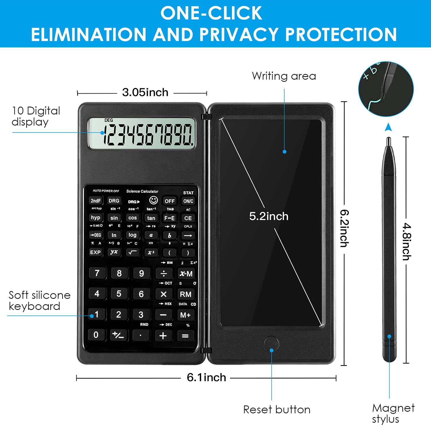 Ipepul Scientific Calculators For Students, 10 Digit Large Screen, Math Calculator With Notepad, Classroom Must Haves For Middle High School Supplies & College (Black)