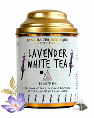 San-Cha Lavender White Tea - 25gm, 0.8 Ounce, 25 Silky Tea Bags | Calming & Relaxing Tea, Relieves Stress - Low Caffeine, Richest In Antioxidants