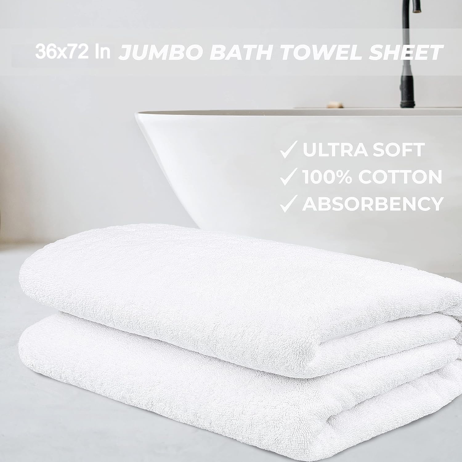Tiqh 100% Organic Cotton Bath Towel 500 Gsm | Highly Absorbent & Quick Dry Extra Large Bath, Beach Towel Jumbo Bath Sheet Oversized Bath Towel (White)