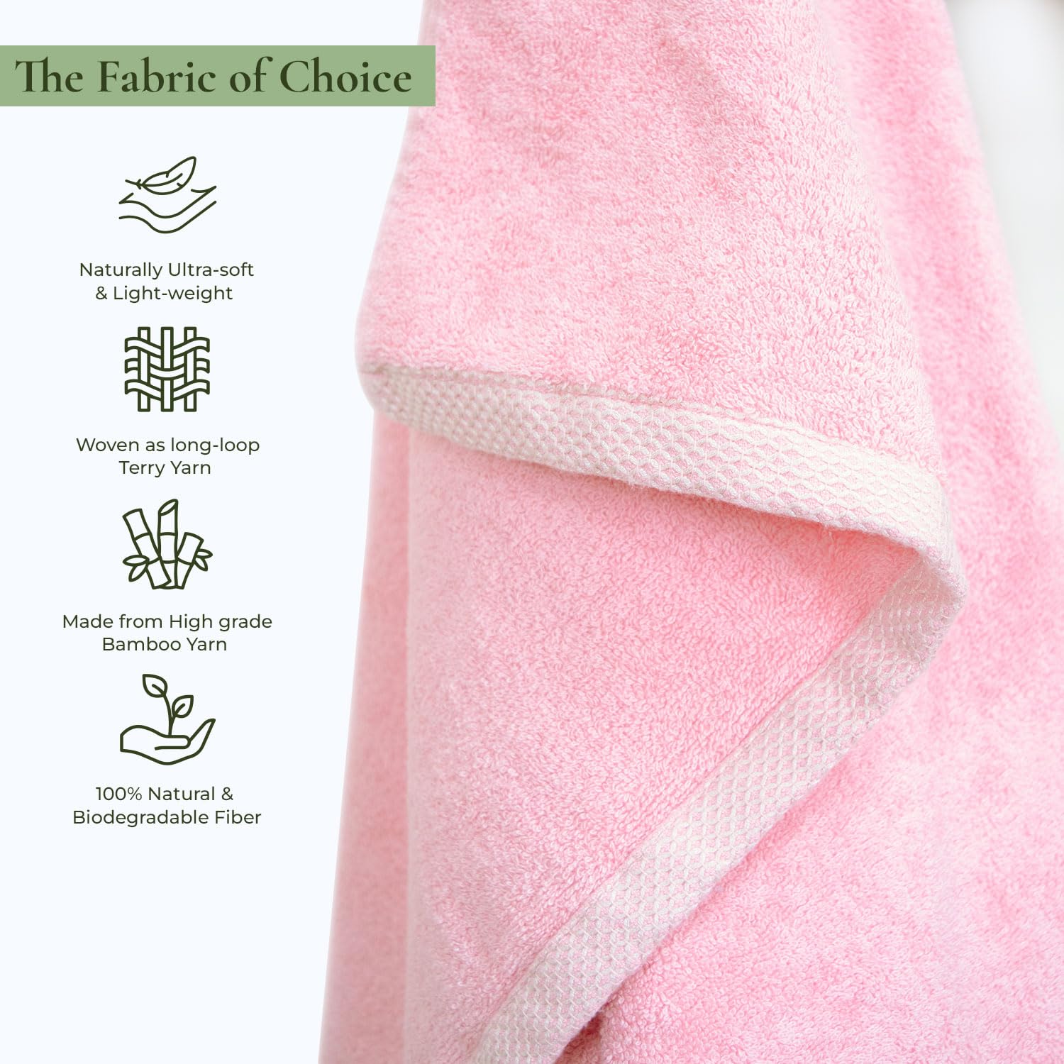 Rangoli 100% Bamboo 2 Bath & 2 Hand Towels 850 Gsm | Large Size Ultra Soft, Quick-Absorbent & Eco-Friendly Towels - Pink