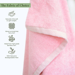 Rangoli 100% Bamboo 2 Bath & 2 Hand Towels 850 Gsm | Large Size Ultra Soft, Quick-Absorbent & Eco-Friendly Towels - Pink
