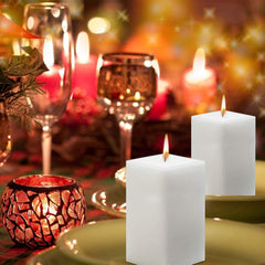 WHITE UNSCENTED SQUARE CANDLE PACK OF 2 | PERFECT FOR COUPLES DATE CANDLE