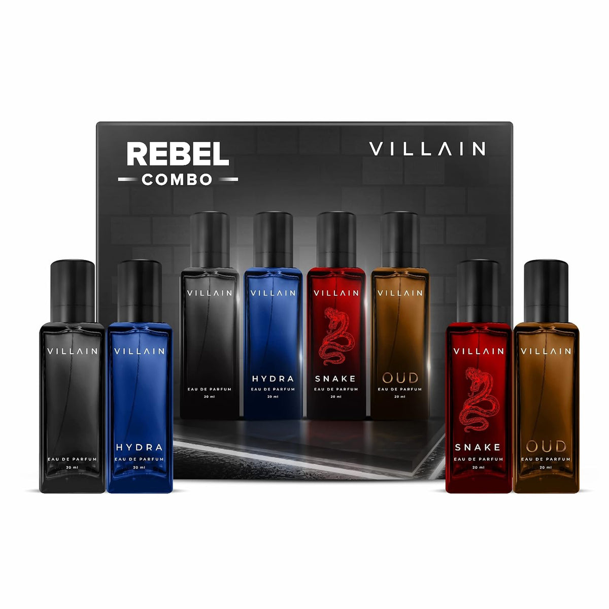 Villain Rebel Luxury Perfume Gift Set For Men 4x 0.6 Fl.oz. Men Fragrance Set | Perfume Combo