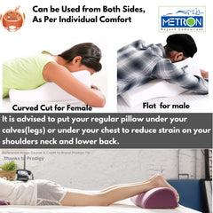 Face Down Pillow For Sleeping, Lying Face Down For Massage Post Surgery, White | Reduce Pressure & Corrects Spine Position | | Flat Side For Men & Cut Designed Side For Women, Washable Pillow