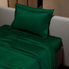 Single Bedsheet With 1 Pillow Cover - 60 X 90 Inches, Emerald Green | Premium Bedding Set, Home Decor, Wedding Gift For Couples, Housewarming, Anniversary