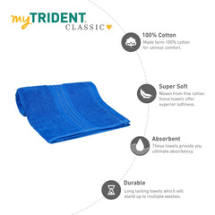 Mytrident Cotton Hand Towel 600 Gsm | For Men & Women Classic Towel 100% Cotton Hand Towel (Palace Blue)- Pack Of 2