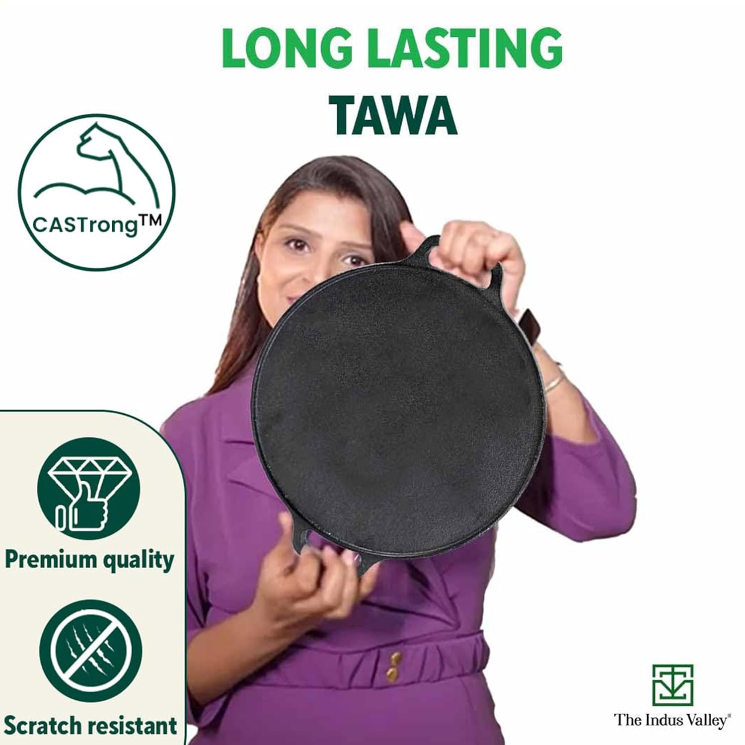 Pre-Seasoned Black Cast Iron Cookware Set+ Free Tadka Pan - Tawa 30.5cm + Kadai 25.4cm, 2.3 Liters + Fry Pan 23 Cm, 1.4 Liters | Kitchen Cooking Combo Pots & Pans Set Of 4 Pcs - Naturally Nonstick