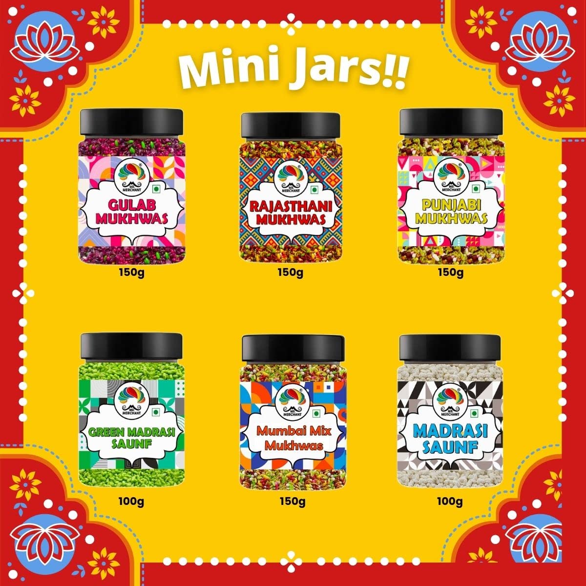 Mr. Merchant Mukhwas Combo Pack (800gm,) 150gm* 4 + 100gm + 100gm (Pack Of 6)