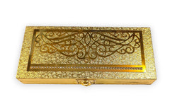 Premium Decorative Designer Mdf Gifting Cash Box Shagun & Jewellery Box For Weddings, Pattern - Golden Common, Material - Wood