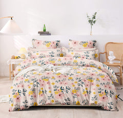1 Double Bedsheet For King Size With 2 Large Size Pillow Covers - 108 X 108 Inches, Peach & Yellow | Light Weight, Suitable For All Seasons & Easy To Wash