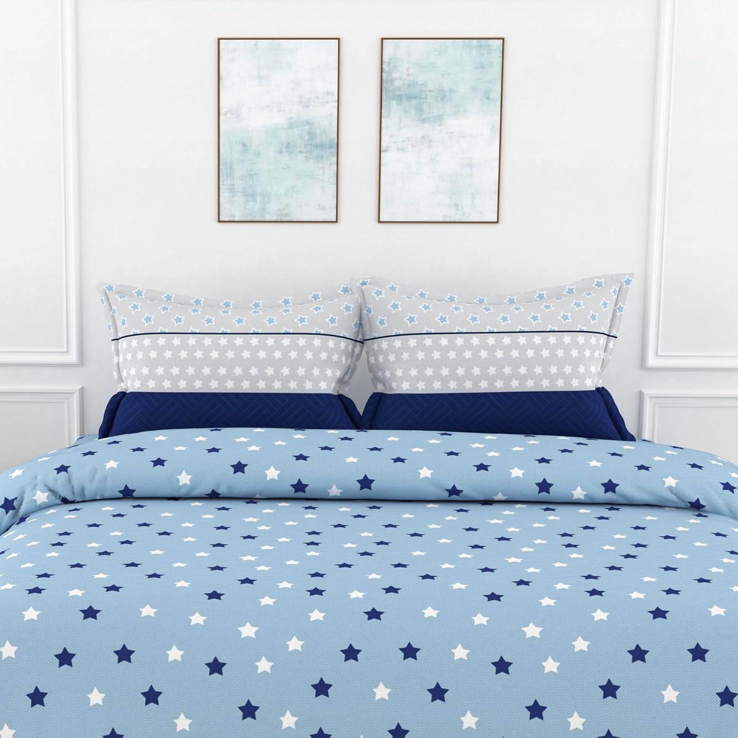 1 Double Bedsheet With 2 Pillow Covers - 88 X 90 Inches, Nile Blue | Queen Size Double Bedsheet Cotton | Ideal For Everyday Use