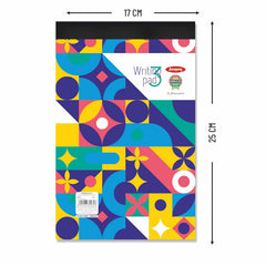 Writing Pad 17x25cm Lined Paper Wide Ruled 50 Sheets, Micro Perforated Notebook | Pack Of 2