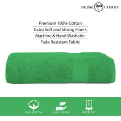 House Of Terry 100% Cotton Bath Towel 500 Gsm | Quick Dry, Soft & Absorbent, Fade-Resistant, Skin-Friendly, For Men & Women Towel (Spring Green)