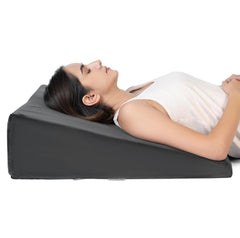 Wedge Pillow Memory Foam For Back Support, Velvet Dark Grey, Large Size - 7 Inch | Wedge Cushion, Acid Reflux, Snoring, Gerd, Leg Elevation, Pregnancy | Multipurpose Bed Wedge Pillow