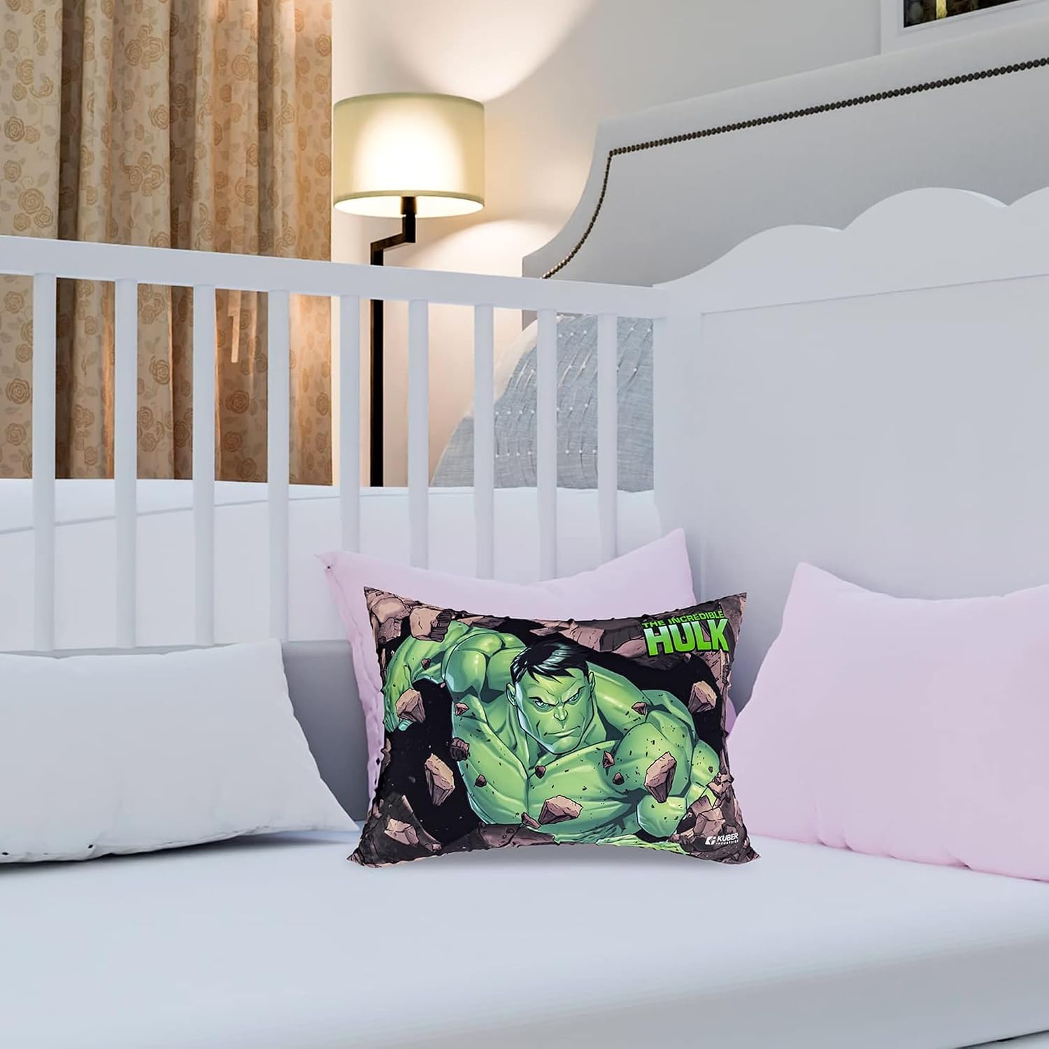 Marvel Hulk Printed Pillow For Sleeping, Green - 12 X18 Inches | Cozy & Fluffy Super Soft Pillow | Suitable For All Sleepers, Multipurpose & Comfortable, Breathable - Pack Of 1