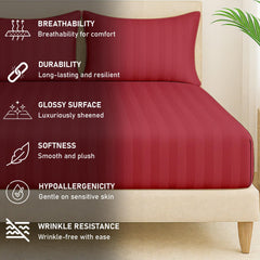 100% Cotton 1 Double Bedsheet For King Size With 2 Pillow Covers | 78 X 72 Inches, Red - 130 Thread Count Soft & Comfortable | Ideal For Guest Room, Hotel