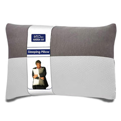 Hollow Sleeping Fiber Pillow With Zip, Adjustable Sleeping Pillow, White & Grey - Standard Size | Soft & Fluffy Pillow, Neck Support, Breathable, Bed Pillow | Comfortable Pillow - Set of 1