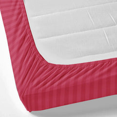 Single Fitted Bed Sheet With 1 Pillow Cover - 36 X 78 Inches, Red | Perfect Bedsheet Home, Hotel, Villa, Resort & Guest House