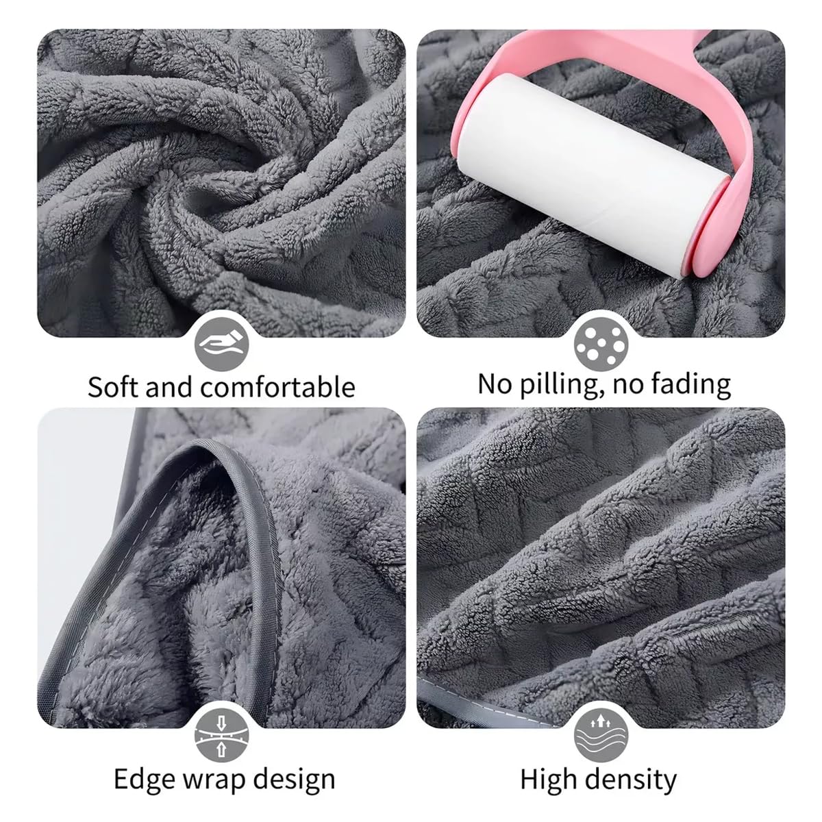 Housse Microfiber Nova Coral Fleece Face Towel 600 Gsm | Ultra Soft Super Absorbent Towels For Gym, Yoga & Beach (Grey) - Pack Of 4