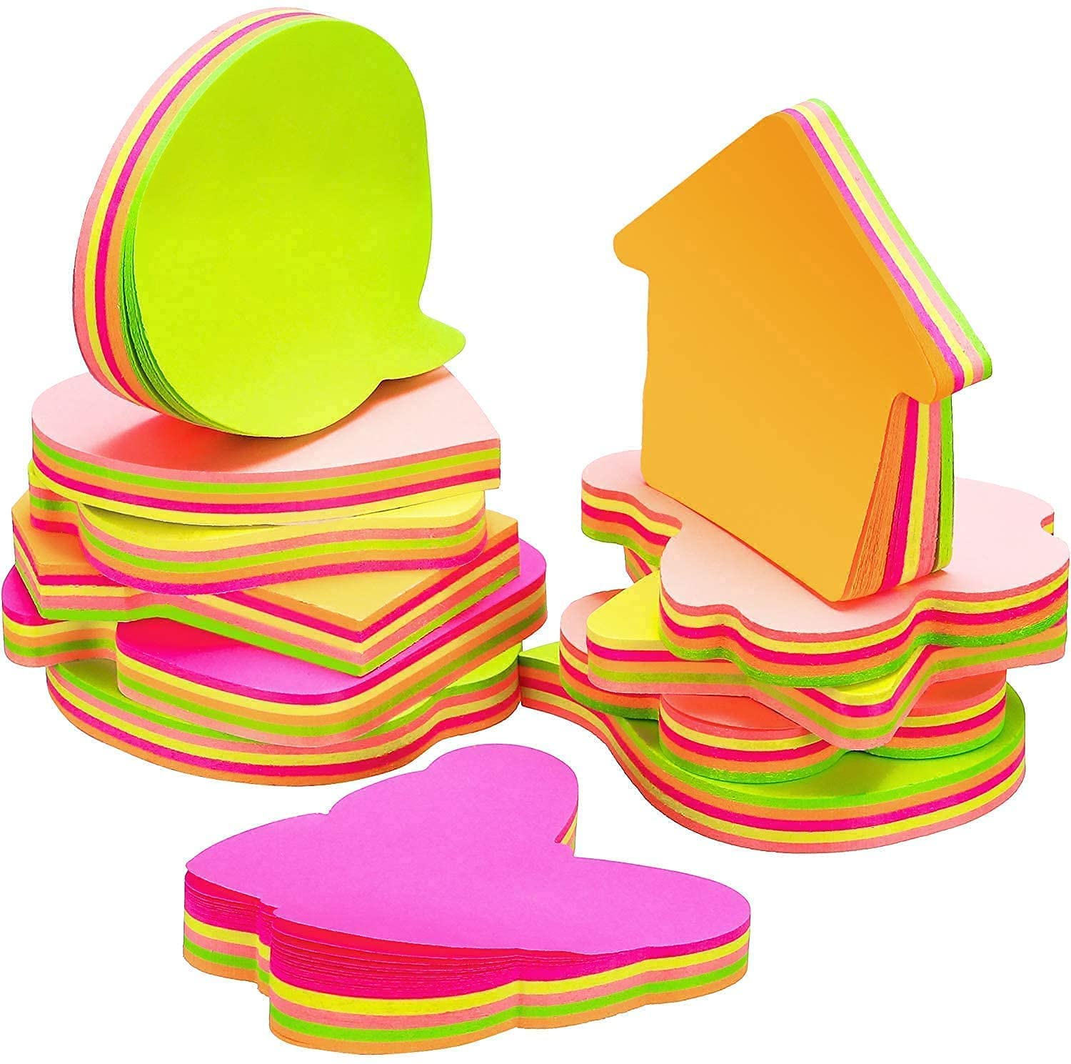 600 Sticky Notes, 6 Different Pad Shaped Multicolor Self-Adhesive Removable