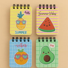 Pocket-Size Notepad 100 Pages, Mini Memo Pads For Daily Notes, Lists - Fruit Fiesta, Pack Of 4