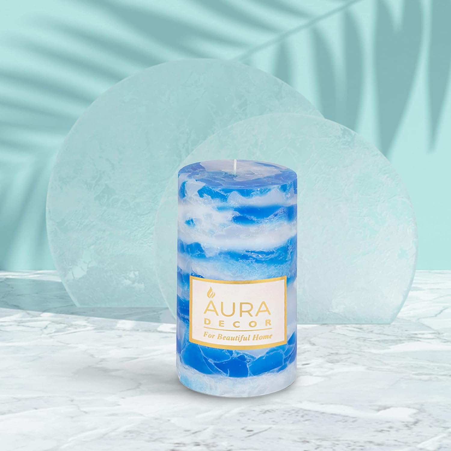 SEA BREEZE CHUNK HIGHLY FRAGRANCE PILLAR CANDLE SET OF 2 | 3INCH*6INCH EACH
