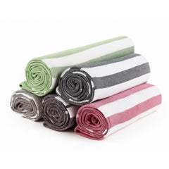 VäRde Premium Handloom Bath Towels 180 Gsm | Towel For Men & Women | Striped & Solid Pattern (Green, Black, Grey, Brown & Pink, Set Of 5)