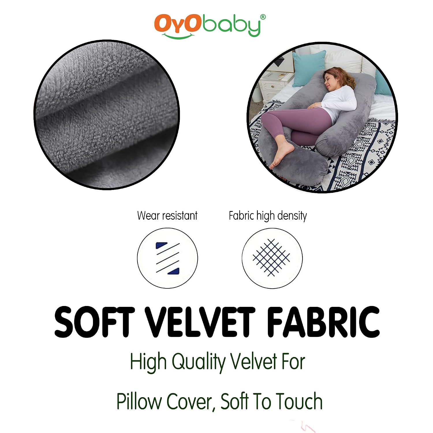Pregnancy Pillows For Sleeping, J-Shape Full Body Support & Maternity Pillow, Grey | For Back, Hips, Legs, Belly For Pregnant Women With Removable, Washable Velvet Cover - Soft Pillow