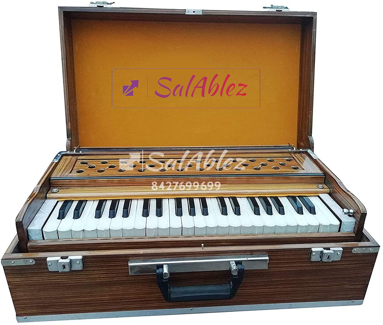 Musical Instrument Harmonium With Free Padded/Foam Bag - 42 Keys, 9 Stopper, 7 Bellow Folding, (Portable) Harmonium With Coupler, Two Quality Reeds (Base- Male), 3.5 Octave