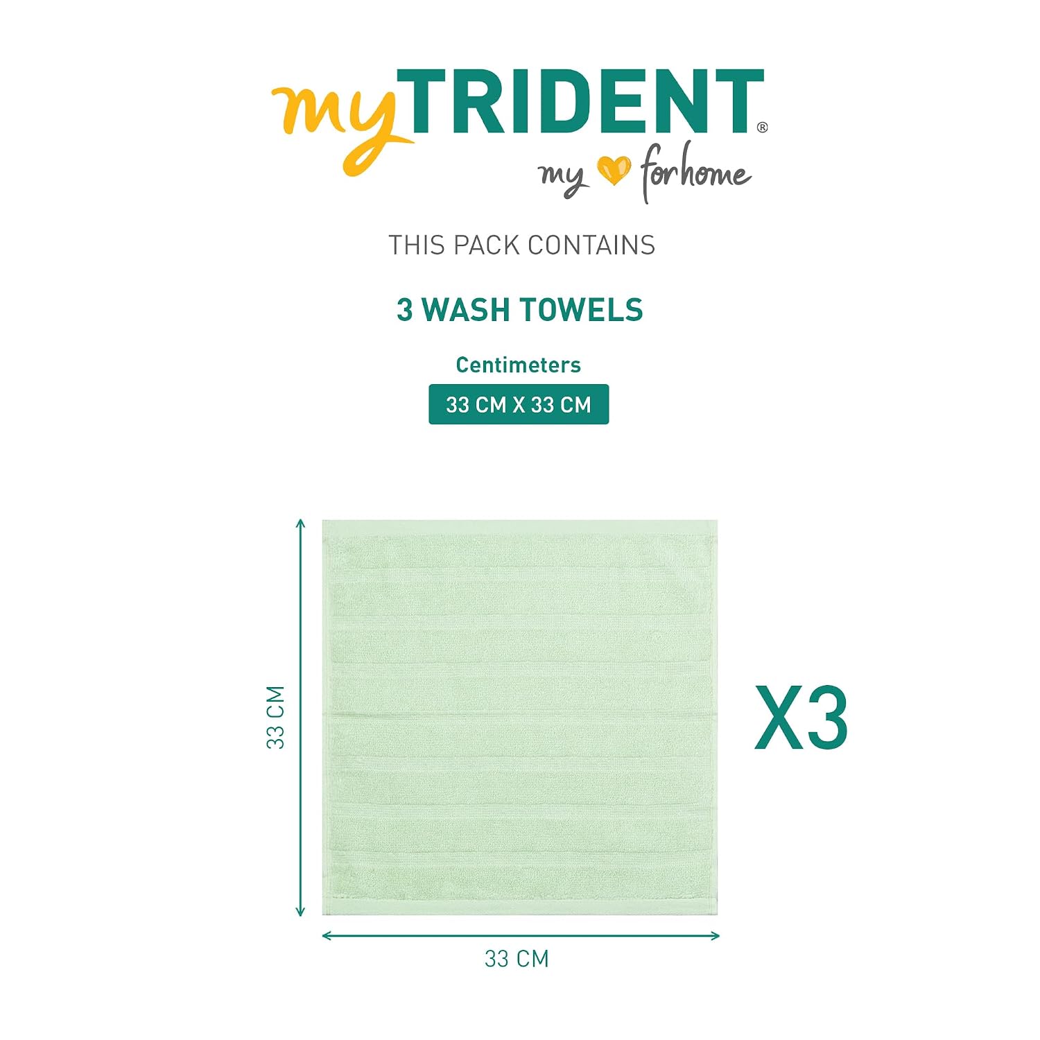 Mytrident Quick Dry 100% Cotton Face Towel 450 Gsm (Sage Green) - 3 Pcs