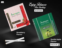 Aarogyam Herbals Pack Of 2 Flavours 100% Tobacco & Nicotine Free Cigarette For Relieve Stress & Mood Enhance Product Green Apple, Strawberry - 10 Sticks X 2 Packets