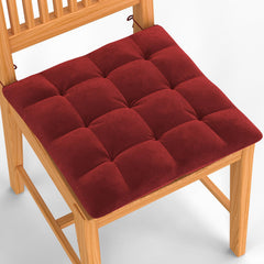 Square Chair Pads Cushion, For Comfortable Sitting, Maroon Color - 40 X 40 Cm | Seat Cushions With Ties For Sitting, Pooja, Dining & Office Table | Furniture Cushion, Washable - Pack Of 1