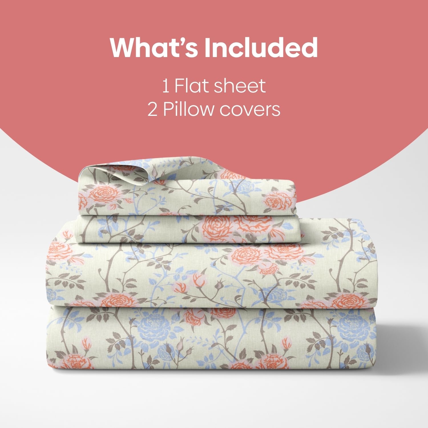 Bedsheet Double Bed For Queen Size - 100 X 90 Inches 2 Pillow Cover, Off White & Peach | Ideal For Everyday Use | Soft, Skin-Friendly & Durable Cotton Fabric