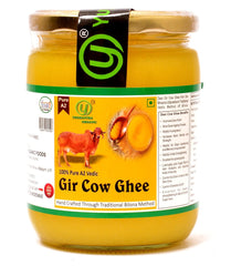 Premium Gir Desi Cow Ghee By Yugmantra Organic | Highly Nutritious Bilona Method Pure & Fresh Danedar Desi Cow Ghee | (500ml) 16.9 Ounce | Jar Pack