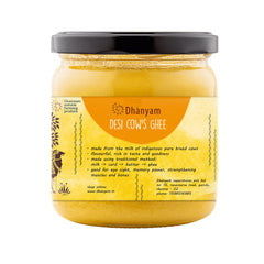 Organic Desi Cow'S Ghee By Dhanyam | High In Vitamins A, D & Healthy Desi Cow Ghee Good For Protact Eyesight | (400ml) 13.5 Ounce | Jar Pack