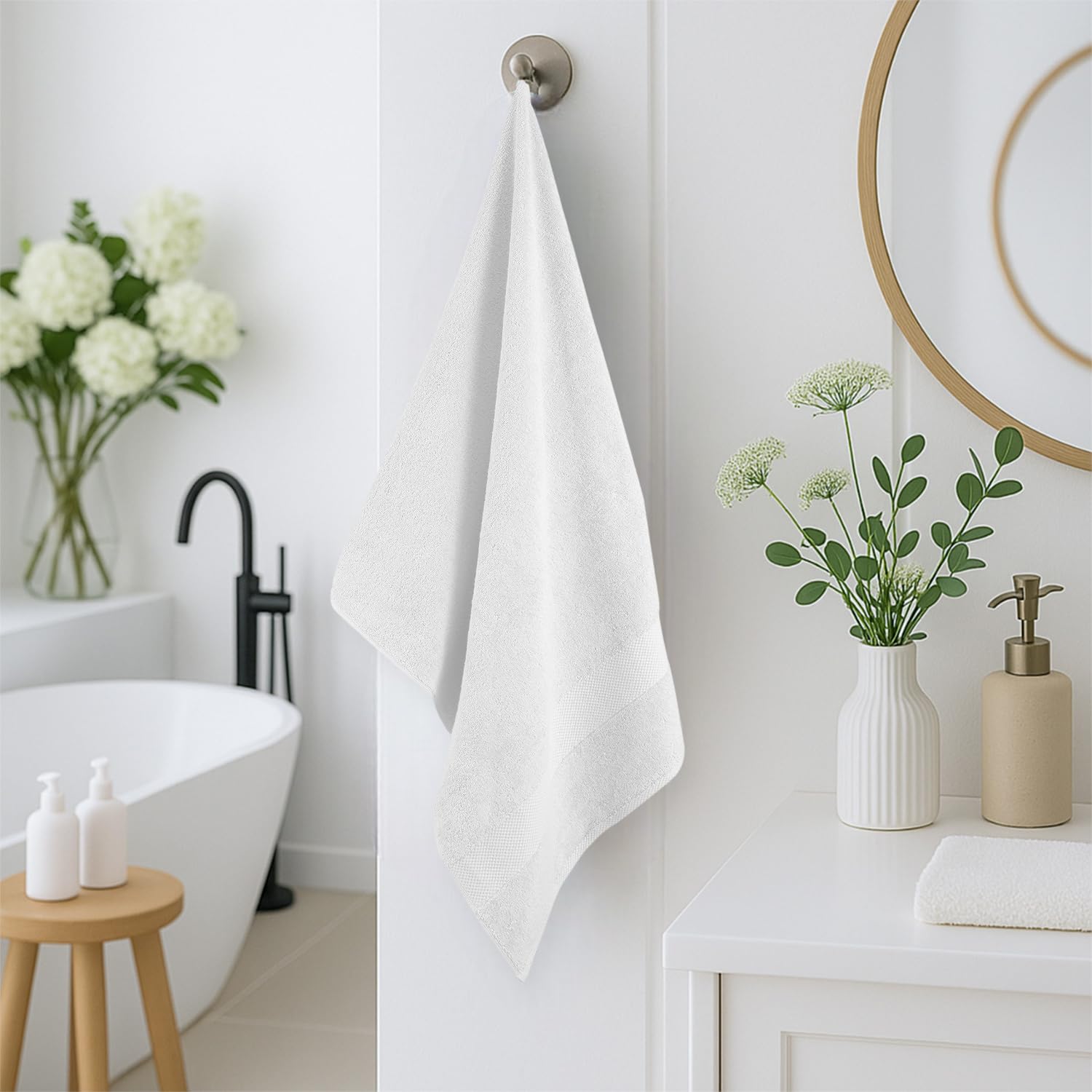 Earthy Fables Premium Bath Towel 600 Gsm | 100% Combed Cotton Ultra Soft, Quick Dry & Highly Absorbent For Home, Travel & Acne-Prone Skin (White)
