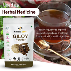 Nimadi Zone Giloy Guduchi Tinospora Cordifola Powder, Immunity Support, For Immunity Wellness | 200gm 0.4lbs