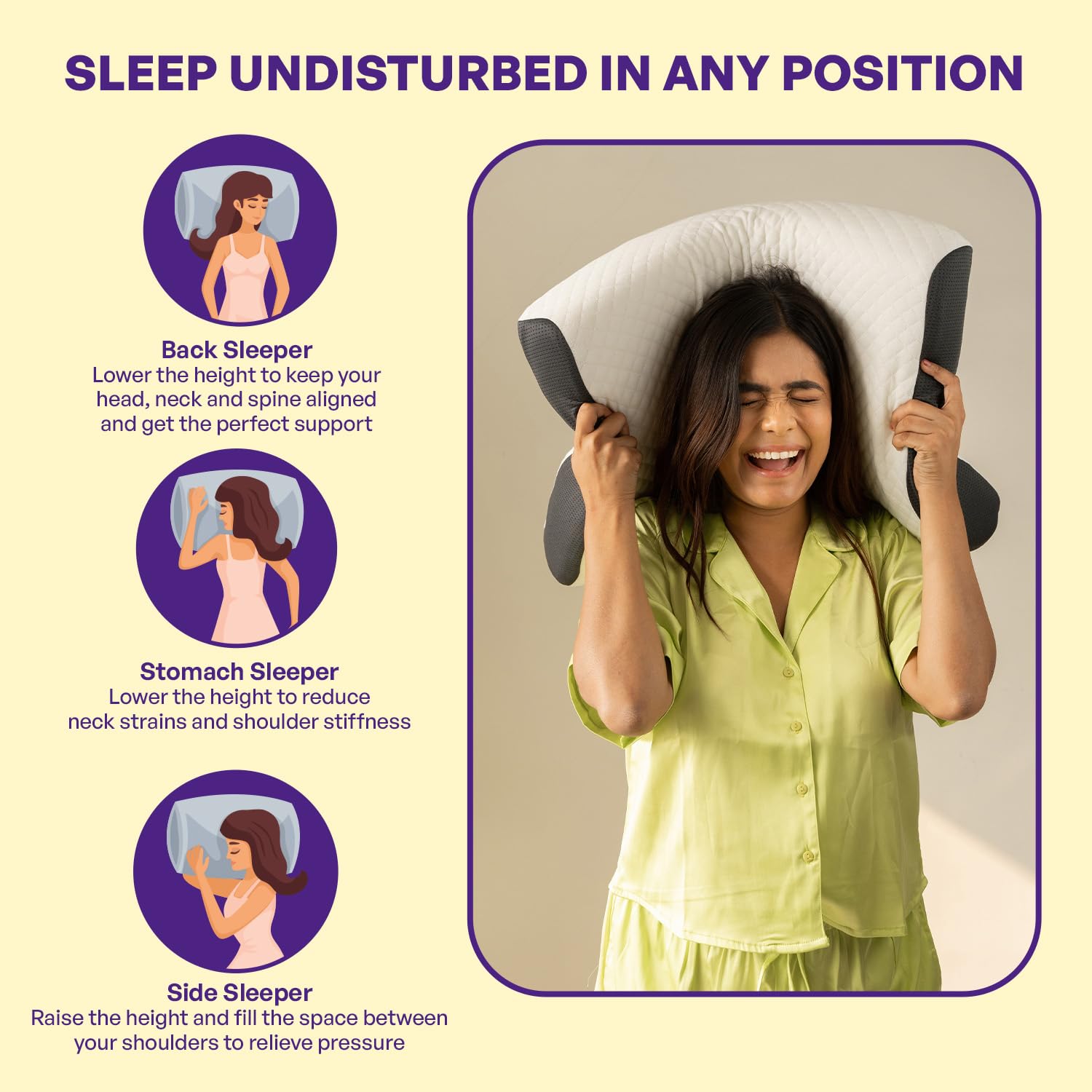 Orthopedic Cervical Pillow For Neck & Shoulder Pain Relief, White, Size - Standard | Ergonomic Memory Foam Pillows For Sleeping Ideal For Chronic Neck Pain & Spinal Alignment Spondylitis