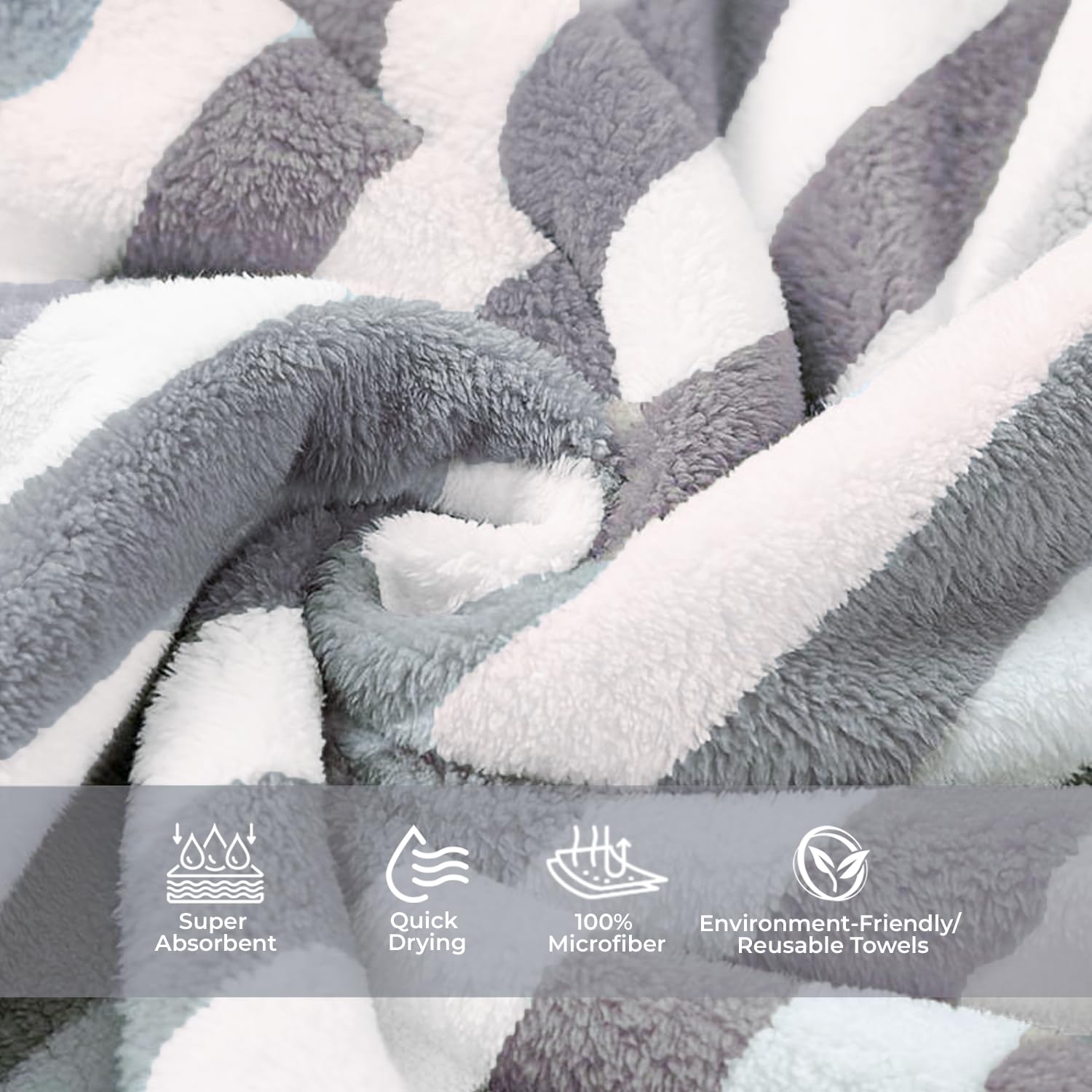 Maxoshine Microfiber Towels For Bath-Stripes Bath Towel For Men And Women-Soft Coral Fleece Towel With Hook Quick Dry Super Absorbent (Brown/Grey, Pack Of 2)