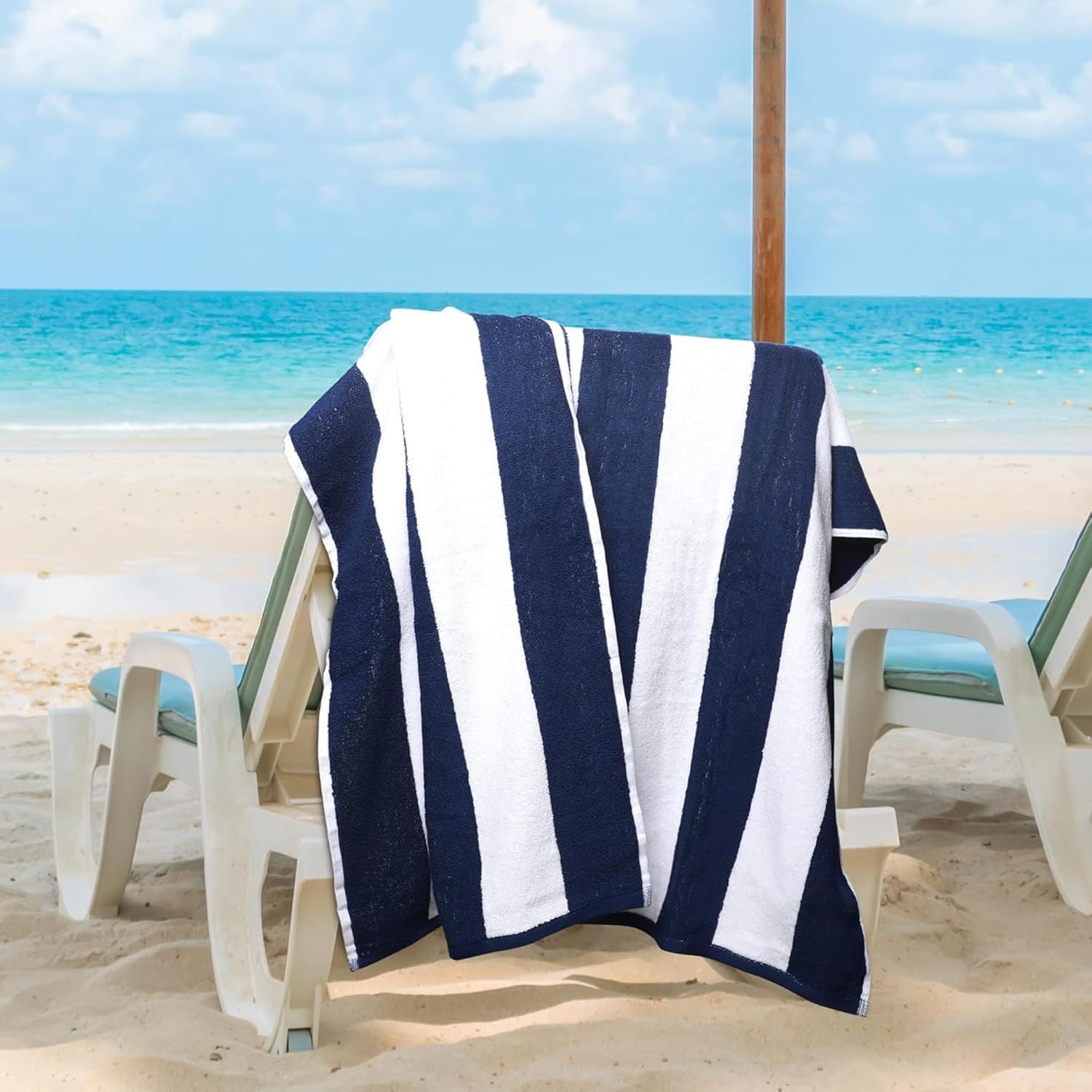 The Veloure 100% Cotton Bath Towel 750 Gsm | Bath Towel For Hotel, Pool, Swimming & Beach | Extra Large Size (Blue)