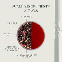 Luxmi Estates Hibis-Kiss Black Tea - 50gm, 1.7 Ounce, 25 Tea Bags | USDA Certified Organic Hibiscus Strawberry Black Tea - High Caffeine Black Tea | Additives Free Loose Leaves, Rich In Antioxidants