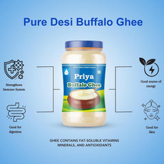 Organic Buffalo Ghee By Priya | Good Source Of Vitamin A, Delicious & Nutritious Healthy Desi Ghee Perfect For Body Health | (1 Litr) 33.8 Ounce | Jar Pack