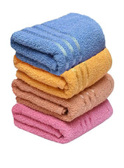 Weavers Villa Cotton Plain Soft Face/Hand Towel 600 Gsm (Multicolour) - Set Of 4