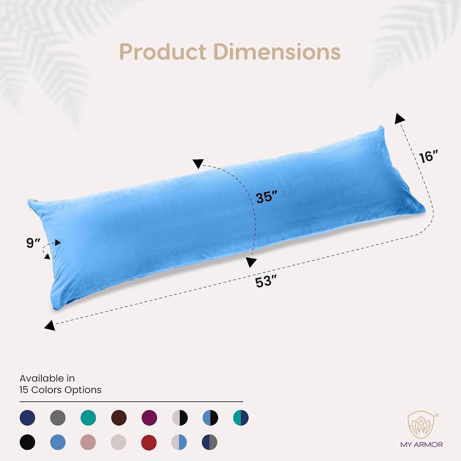Microfiber Body Side Pillow For Sleeping For Pregnancy, Sky Blue - 53 X16 Inch | Long Cuddle Pillow For Hugging, Relaxing, Washable, Premium Velvet Outer Cover With Zip, Multipurpose Pillow