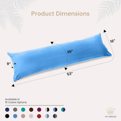 Microfiber Body Side Pillow For Sleeping For Pregnancy, Sky Blue - 53 X16 Inch | Long Cuddle Pillow For Hugging, Relaxing, Washable, Premium Velvet Outer Cover With Zip, Multipurpose Pillow