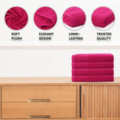 100% Cotton Bath Towel 600 Gsm | Soft Absorbent For Daily Use Bath Towel (Hot Pink)
