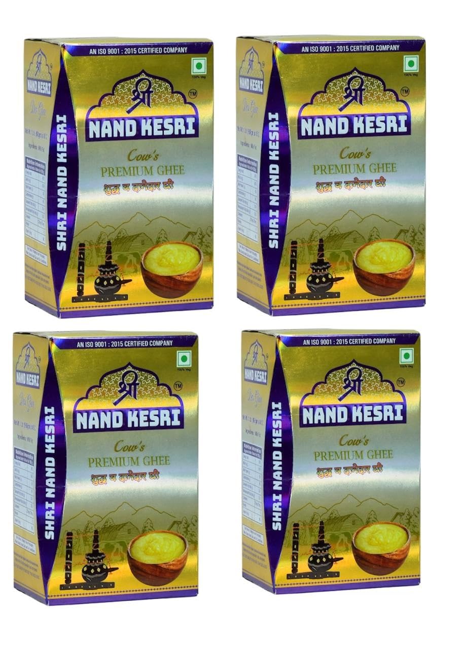 100% Natural Cow'S Ghee By Shri Nand Keshri | Good Source Of Healthy & Pure Ghee Perect For Baking | 4 Litre (1 Litr * 4) 135.2 Ounce | Box Pack