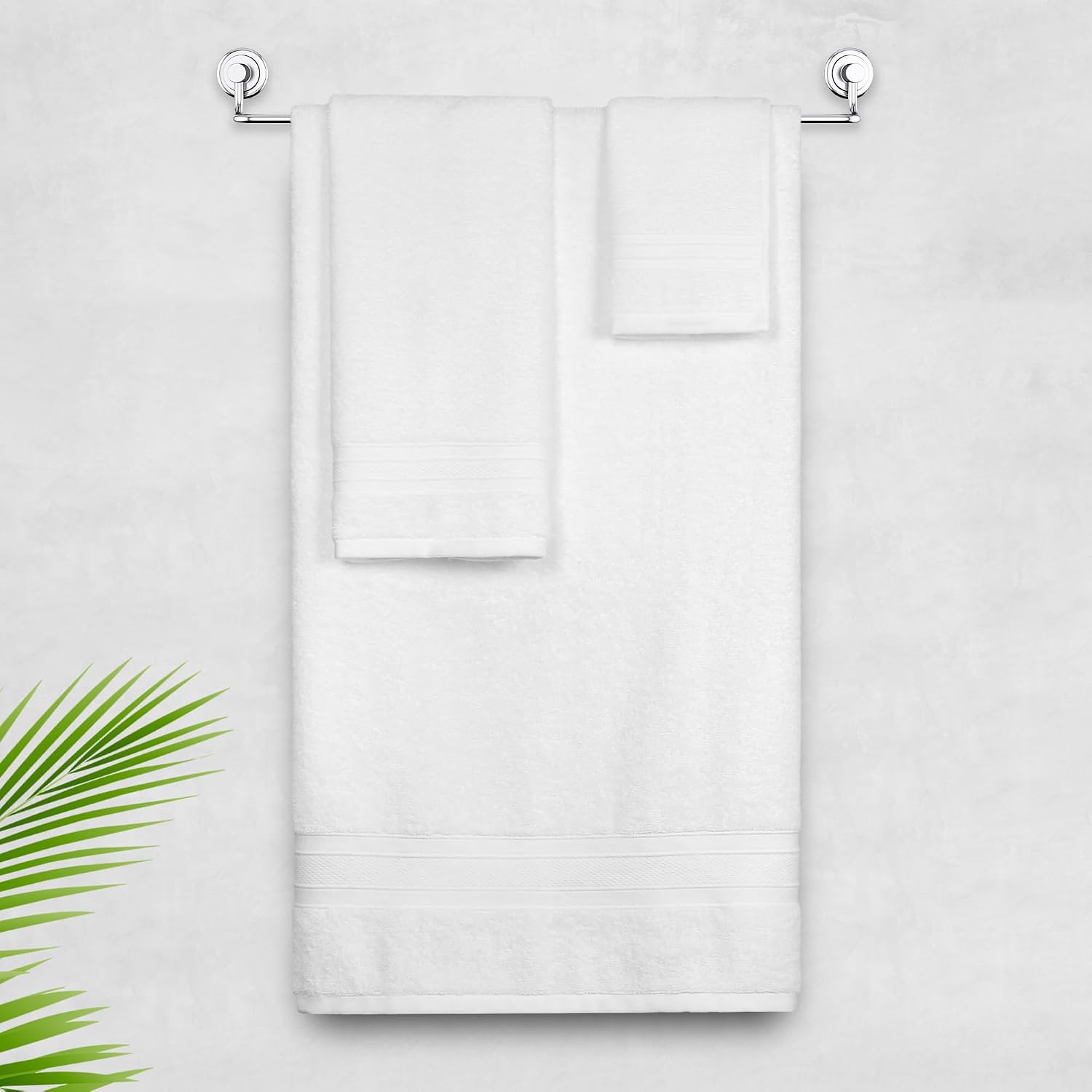 Trident Soft Comfort Air Rich Bath Towels 500 Gsm | 100% Cotton Towel, Super Soft, Highly Absorbent, 3 Pieces (White)
