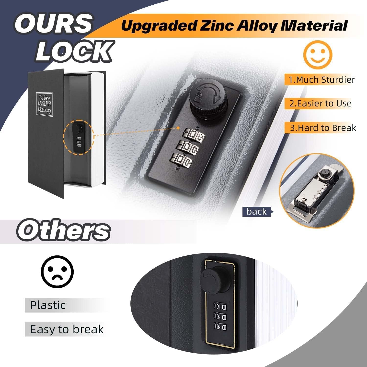 Small Dictionary Diversion Book Safe With Combination Lock, Portable Safe Box For Money, Jewellery, & Passport, Combination Lock, Colour - Blue